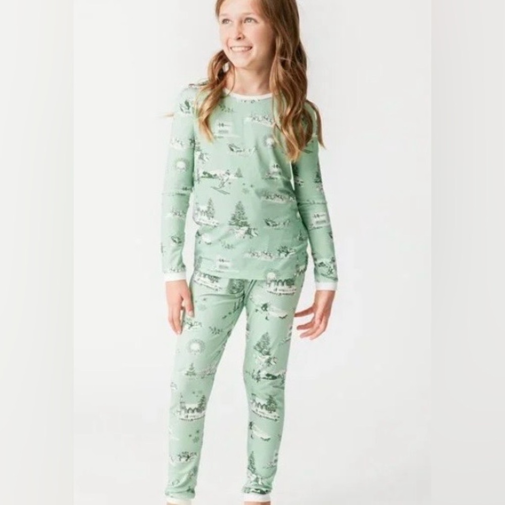 💥PRICE DROP💥 Katie Kime Kids Green Holiday Toile Pajamas-2